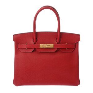 HERMES Birkin 30 Rouge casaque hand bag